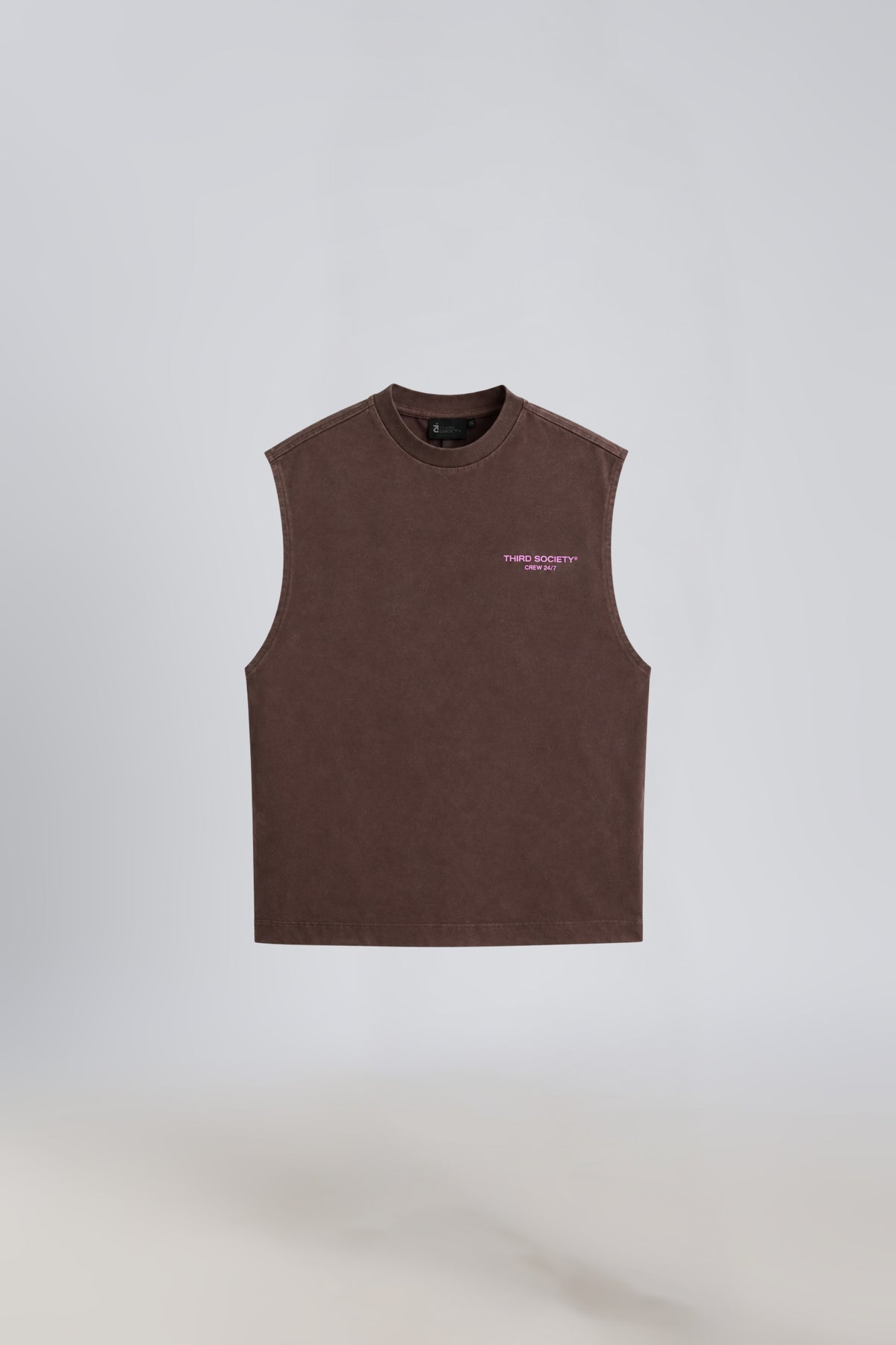 Burnt Umber Pink men's cotton tank top with Third Society chest logo