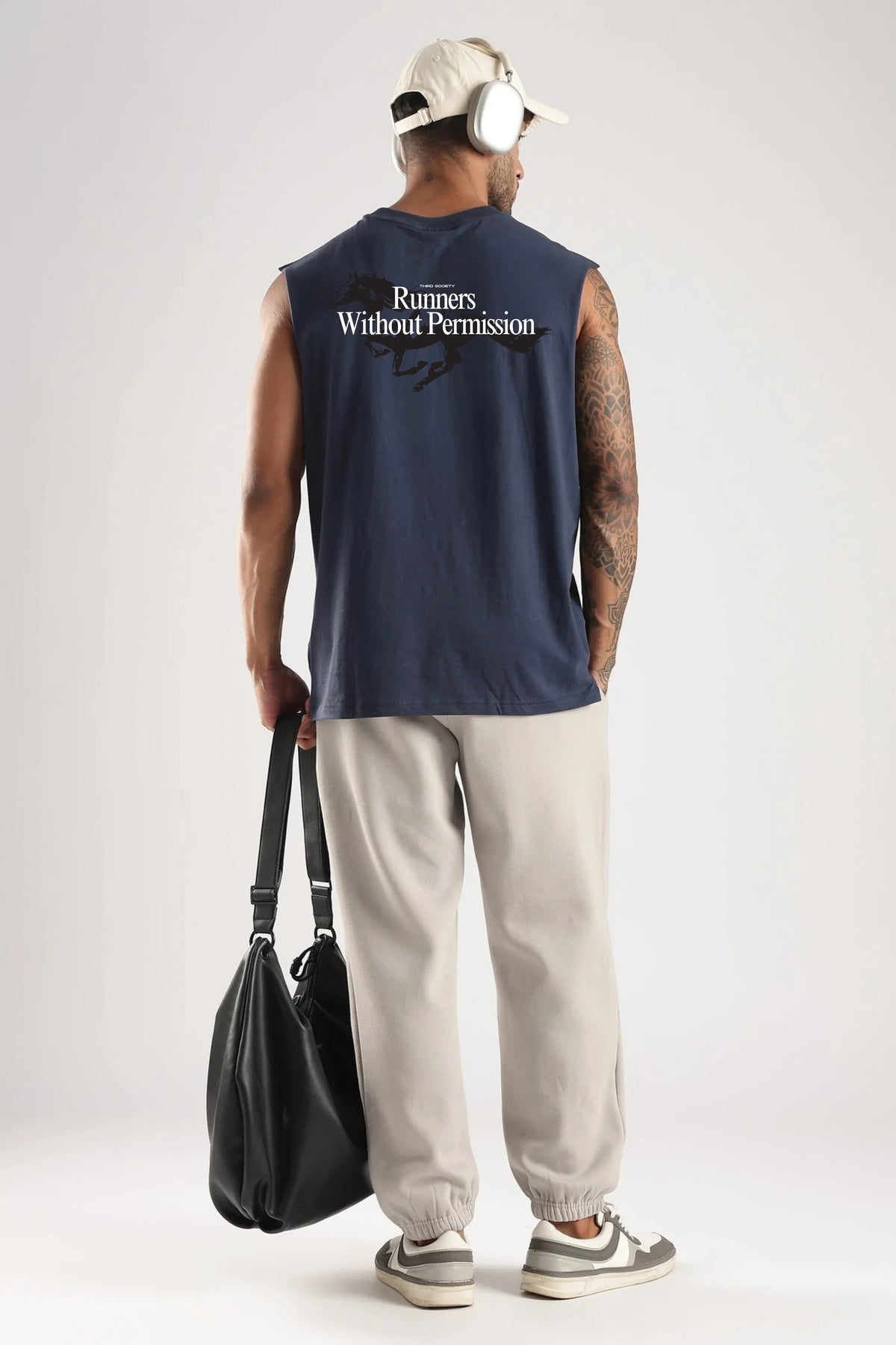 Iron Blue Runners Without Permission tank top with horse graphic on the back