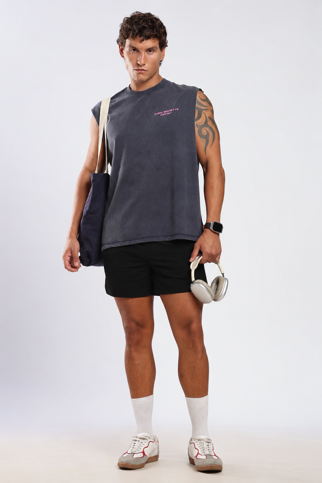 Iron Slate men's tank top with Third Society Crew 24/7 chest print