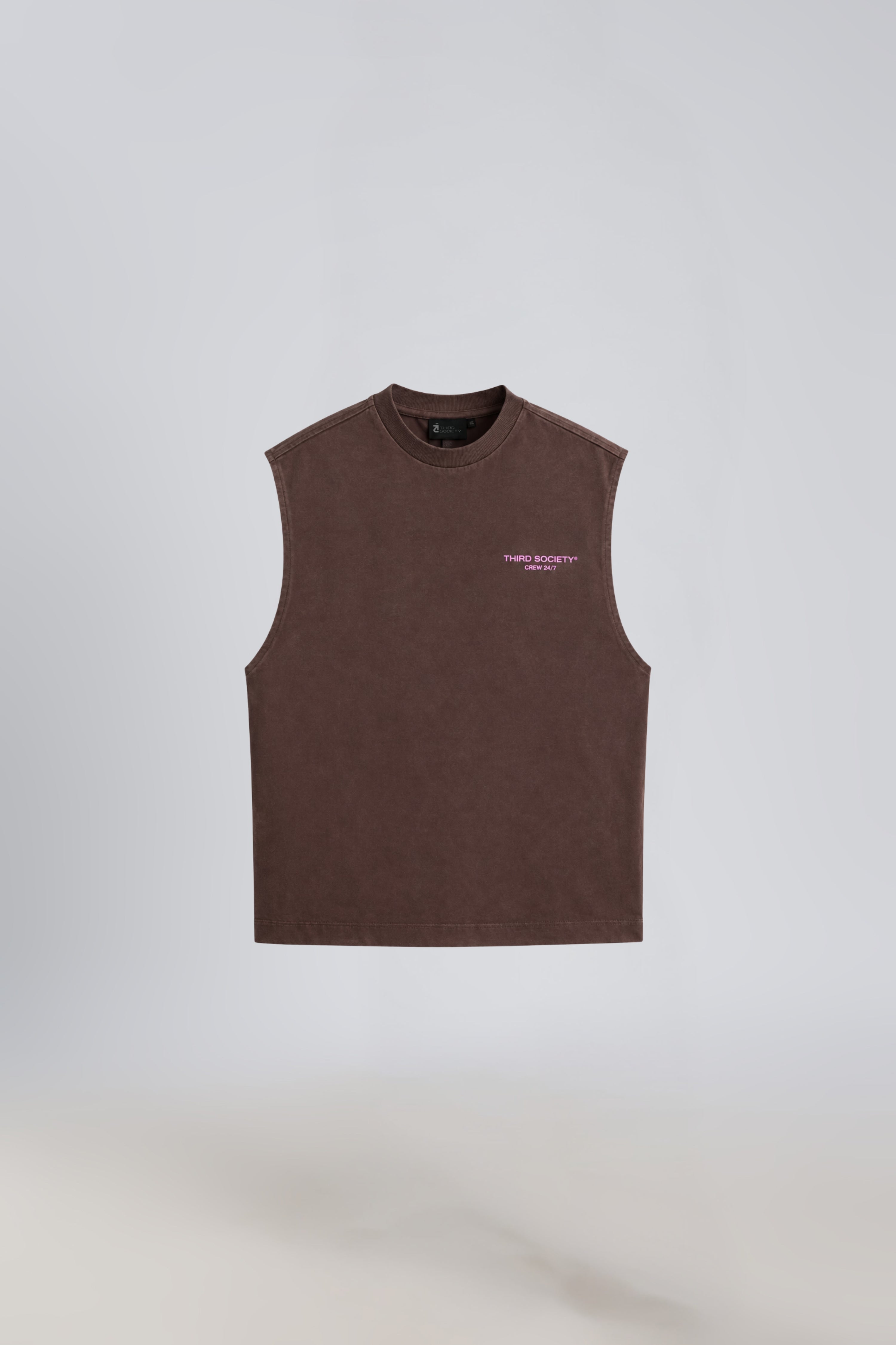 Burnt Umber Pink men's cotton tank top with Third Society chest logo