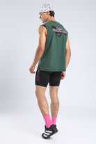 Rear view of the Forest Moss tank showing the running horse graphic and relaxed fit