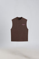 Burnt Umber tank top showing the front with the Third Society chest logo