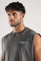 Close-up of the Grey Marl tank showing the Third Society Crew 24/7 chest logo